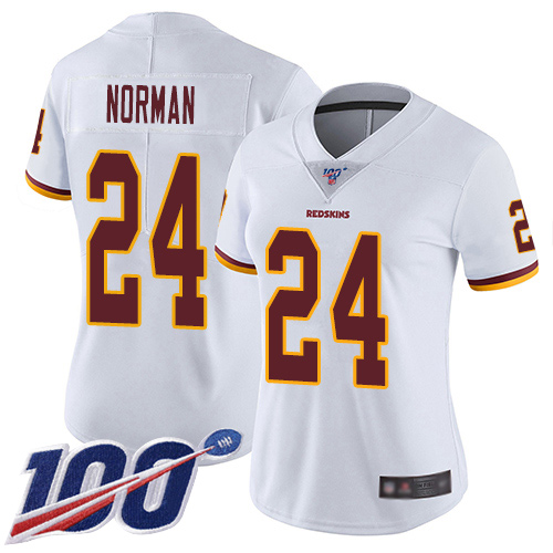 Washington Redskins Limited White Women Josh Norman Road Jersey NFL Football #24 100th Season->youth nfl jersey->Youth Jersey